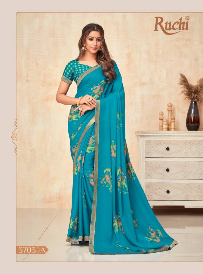 Ruchi Yashika Casual Daily Wear Georgette Printed Fancy Saree Collection